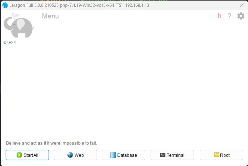 memanggil phpmyadmin di laragon menu laragon