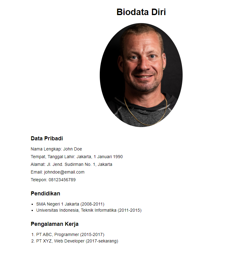 Contoh Membuat Biodata Diri dengan HTML dan CSS