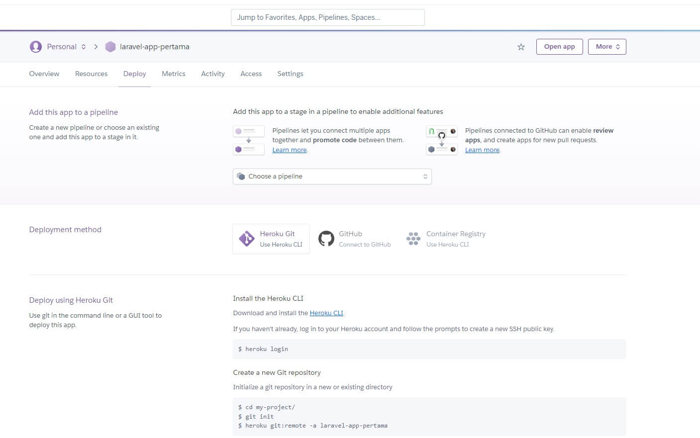 membuat project laravel di heroku