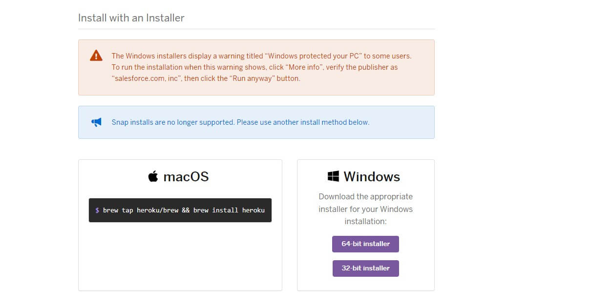 memilih download file Heroku CLI