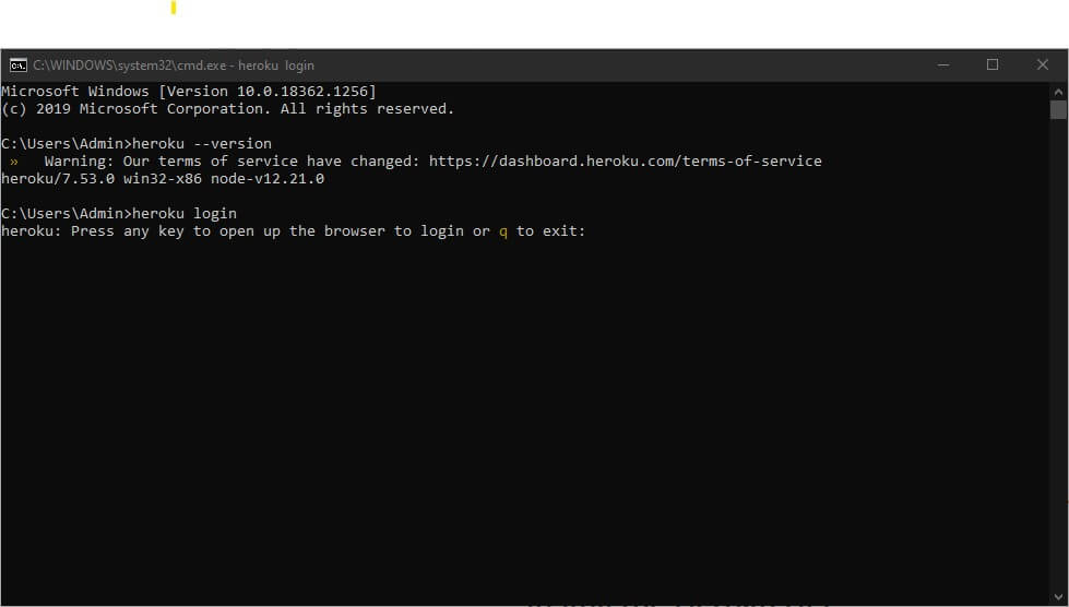 Heroku CLI Windows login proses