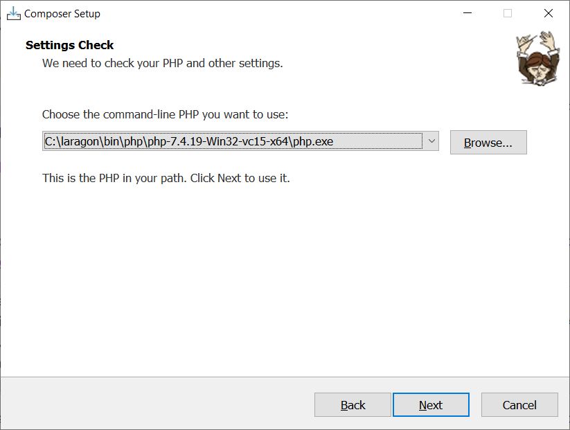menjalankan program installer composer