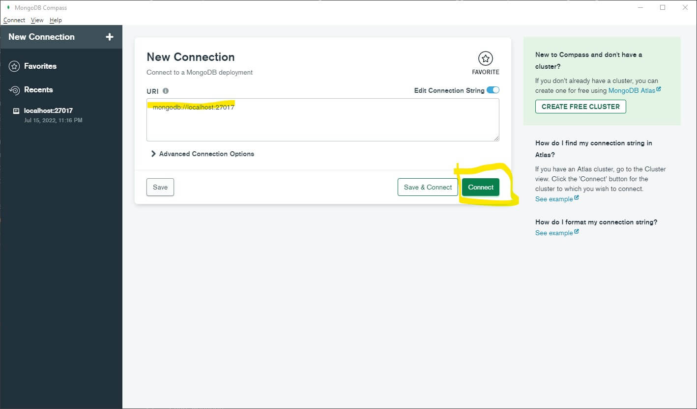 MongoDB compass login 
