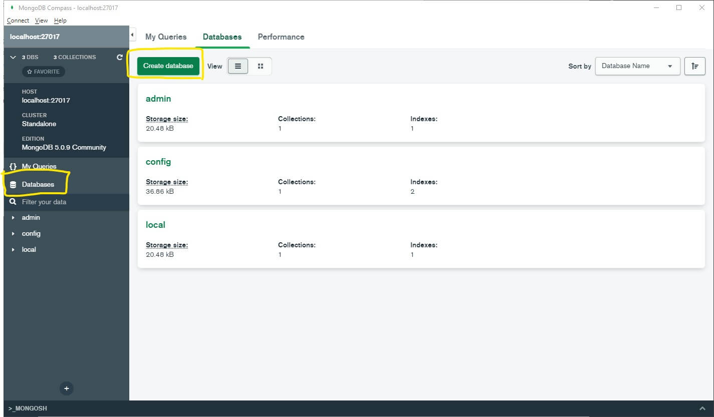 MongoDB compass login 
