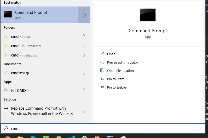 menjalankan dari CMD di Start Windows