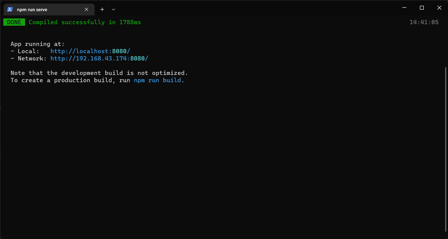 form vuejs local serve sukses