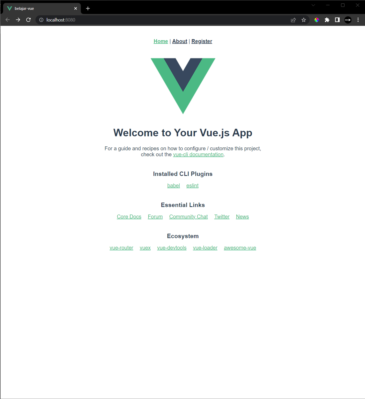 form vuejs local serve sukses di browser