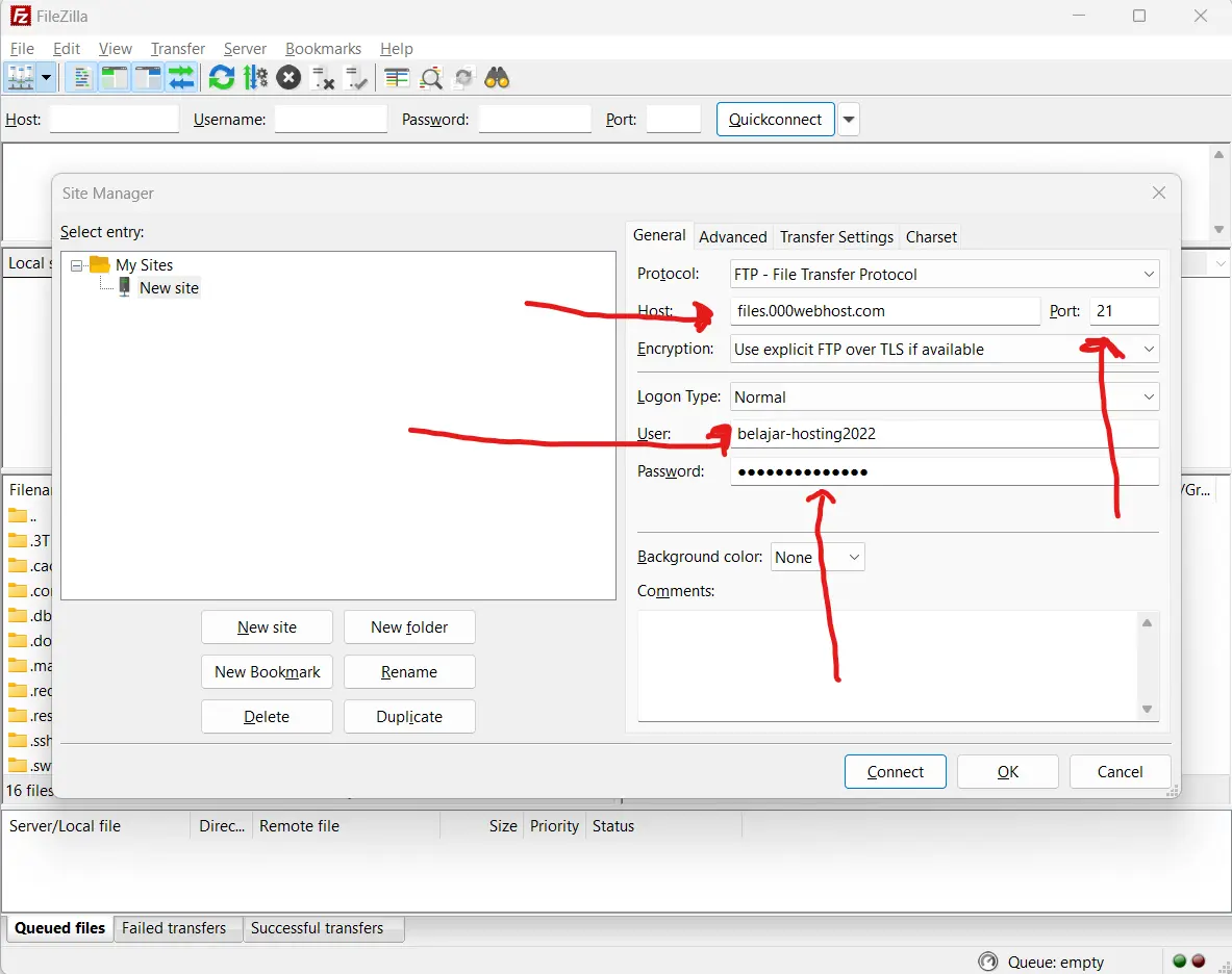 000webhost config account ftp