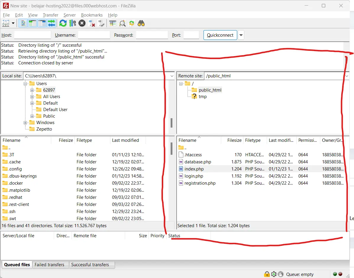 000webhost config account ftp