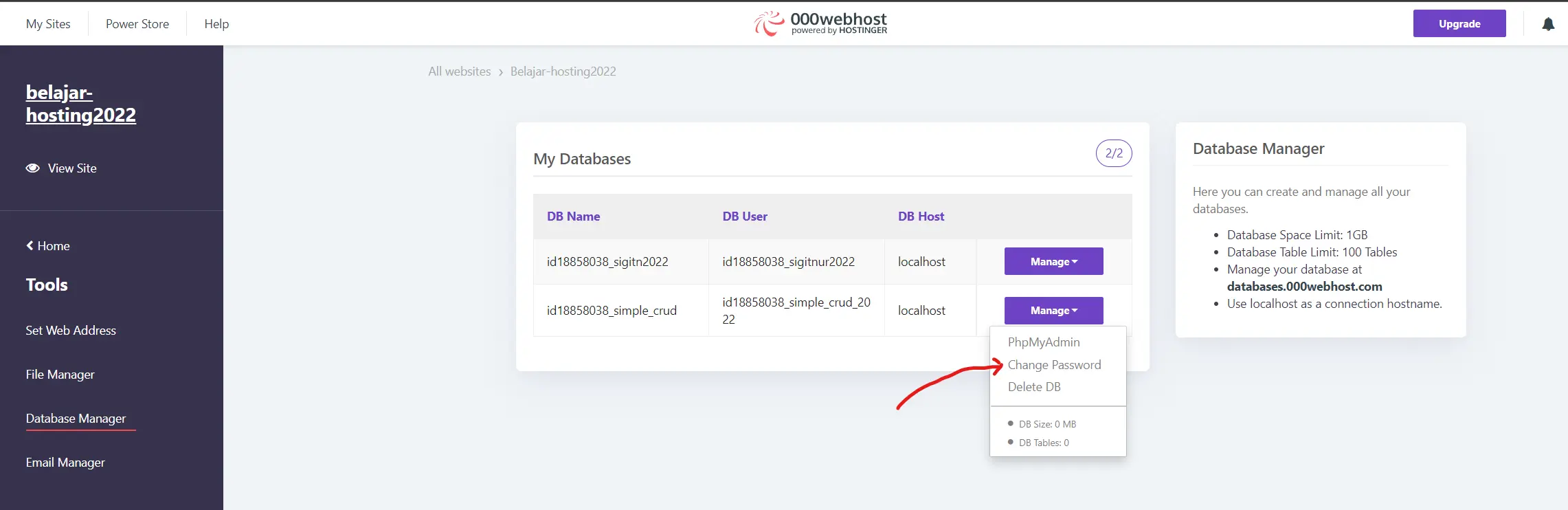 000webhost database mysql