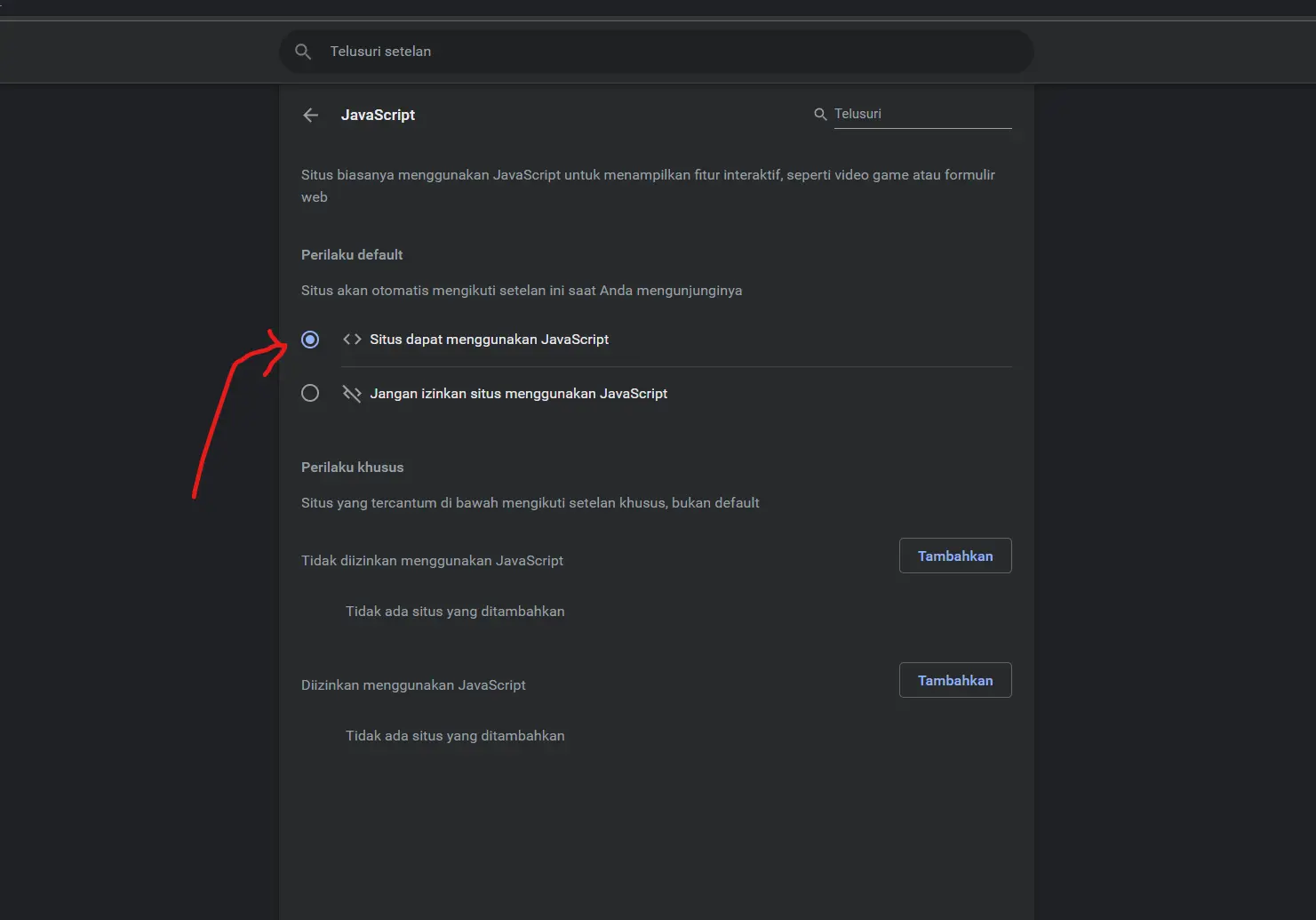 tutorial javascript cara mengaktifkan javascript di chrome